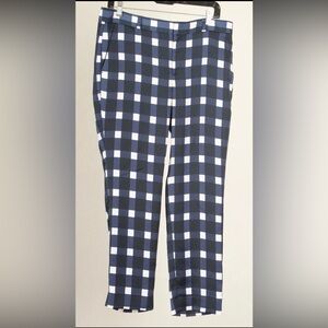 Banana Republic Dress Pants 8 Blue Black White Check Avery Straight Pockets